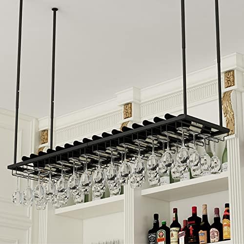 Wall-Mounted Wine Rack with Upside Down Glass Holder