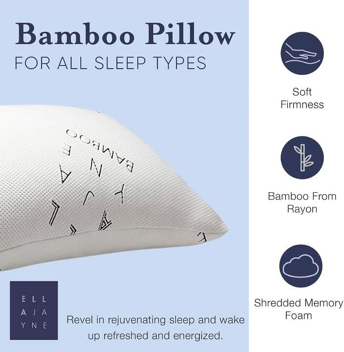 Ella Jayne Luxury Viscose Bamboo Pillow with Zipper and Carry Pouch