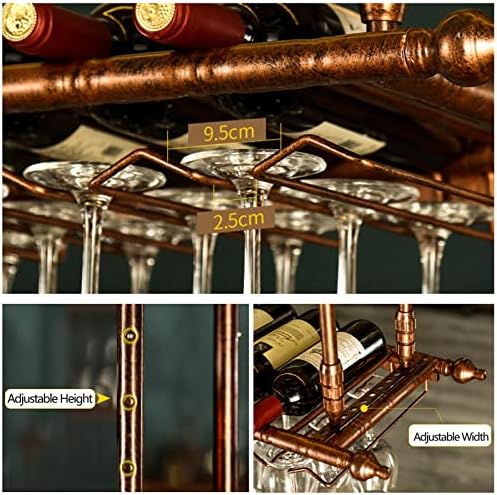 Metal Wine Racks with Adjustable Stemware Holder for Home Bar