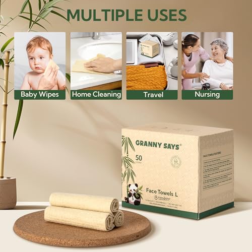 GRANNY SAYS Bamboo Face Towels 100 Count2 Pack 8x10 Inches
