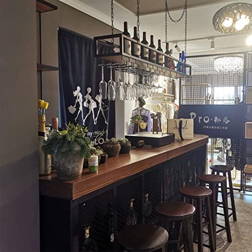 Sturdy Iron Hanging Wine Rack with Adjustable Design Black