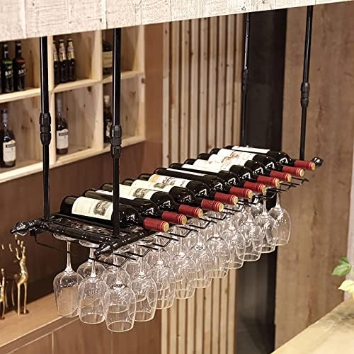 Industrial Black Metal Wine Glass Holder 120x30cm
