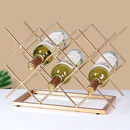 Drincarier Modern Gold Wine Rack 10 Bottle Countertop Stand