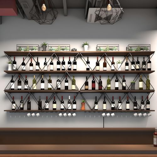 59in Wall Mount Wine Rack with Glass Holder