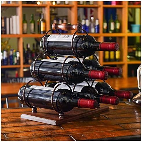 BOCbco Rustic Tabletop Wine Rack Holds 6 Bottles