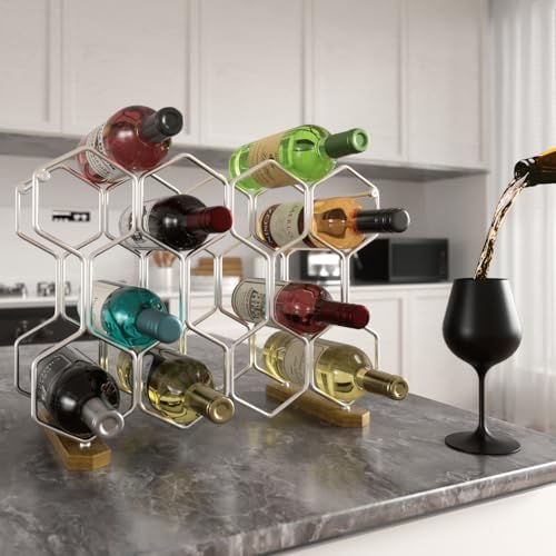 Buruis 14-Bottle Wine Rack with Chrome Base