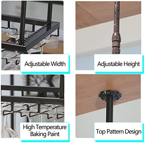 Ceiling Hanging Wine Rack with Glass Holder Black 80x35cm