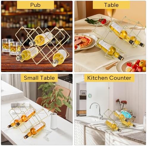 Modern Gold Metal Wine Rack 10 Bottles