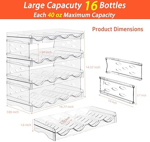 Baosia Stackable Wine Rack Organizer 4 Tiers 16 Bottles