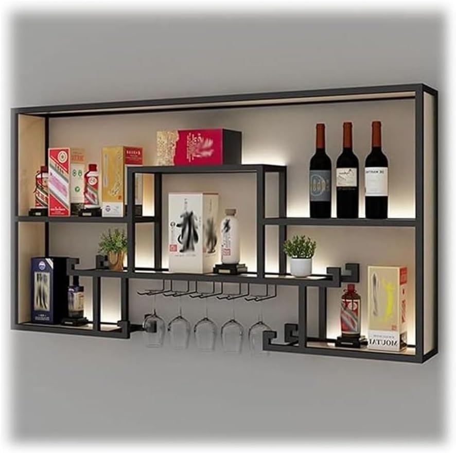 SilteD Wall Mounted Wine Rack with Industrial Iron Design