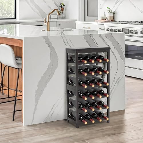 FoverOne 24-Bottle Bamboo Freestanding Wine Rack - Dark Brown