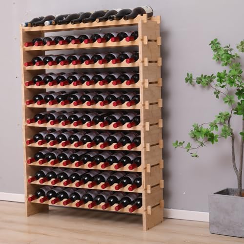 FDHUIJIA 90 Bottle Bamboo Wine Rack Cabinet