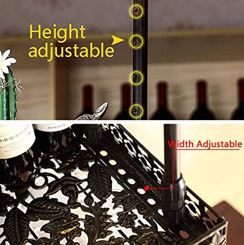 Adjustable Metal Ceiling Wine Rack Holder - 60x35cm Black