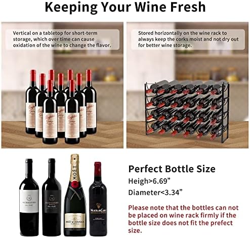 TONLEA 4-Tier Wine Rack - 3-in-1 Stackable Storage