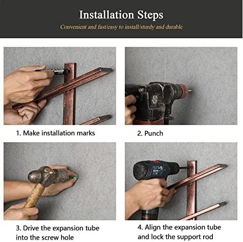 Wall-Mounted Wine Rack with 5 Sizes and Iron Construction