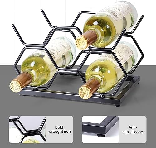 Drincarier 5 Bottle Tabletop Wine Rack - Modern Gold Metal Design