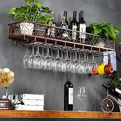 Suuim Wall Mounted Wine Glass Rack with Double Layer Storage