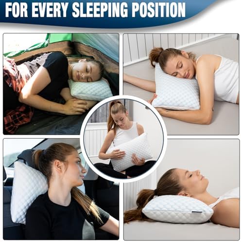 Cooling Shredded Memory Foam Pillow Adjustable Gel Travel-Ready