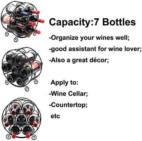PAG 7 Bottles Freestanding Wine Rack Black