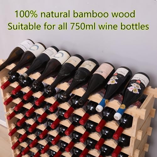 FDHUIJIA 90 Bottle Bamboo Wine Rack Cabinet