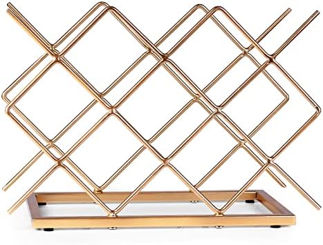 Drincarier Modern Gold Wine Rack 10 Bottle Countertop Stand