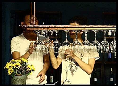 Adjustable Height Ceiling Wine Rack with Glass Holder 1