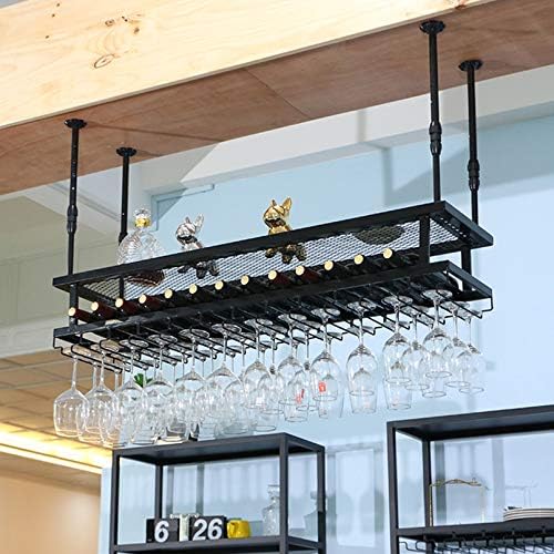 Wall-Mounted Wine Glass Rack With 2-Layer Metal Frame