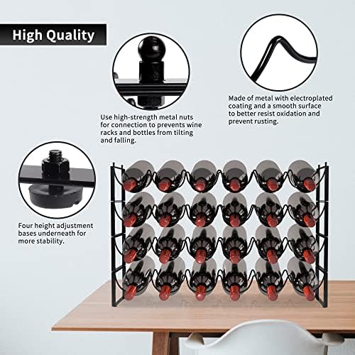 TONLEA 4-Tier Wine Rack - 3-in-1 Stackable Storage