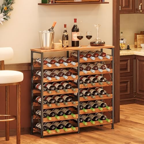Sonyabecca 48 Bottle Freestanding Wine Rack with Solid Wood Top