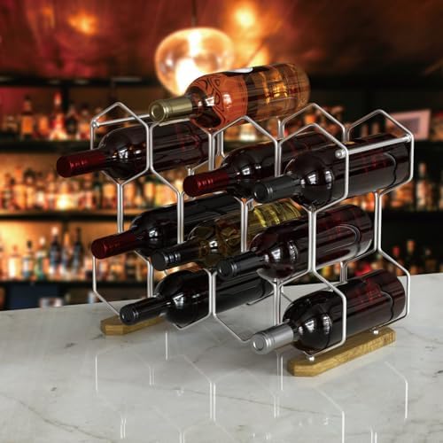 Buruis 14-Bottle Wine Rack with Chrome Base