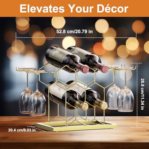 Modern Black Metal 8 Bottle Countertop Wine Rack
