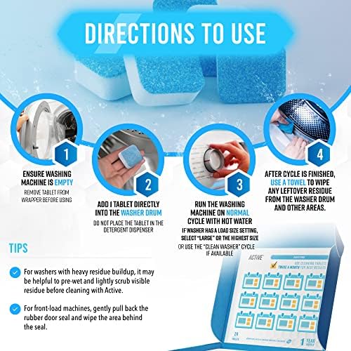 ACTIVE Washing Machine Cleaner Descaler 24 Pack - 12 Month Supply