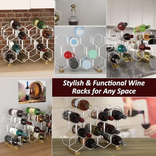Buruis 14-Bottle Wine Rack with Chrome Base