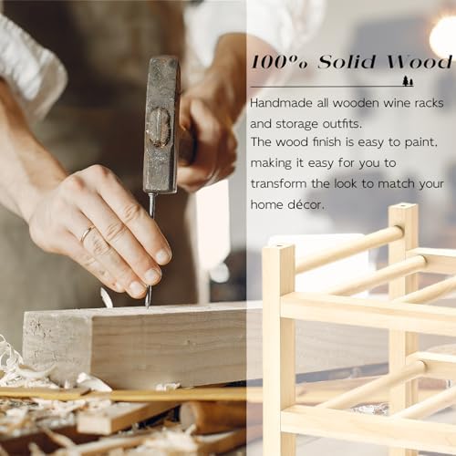 Haihomebest Solid Wood Wine Rack 9-Bottle 3-Tier