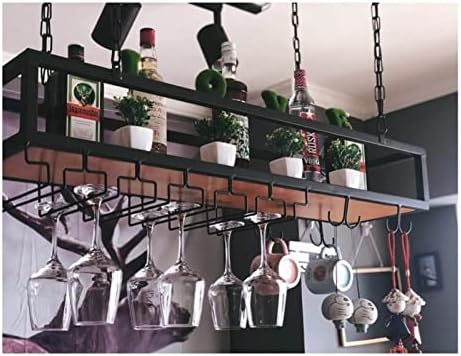 Sturdy Iron Hanging Wine Rack with Adjustable Design Black
