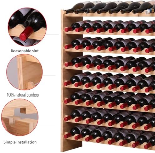 FDHUIJIA 90 Bottle Bamboo Wine Rack Cabinet
