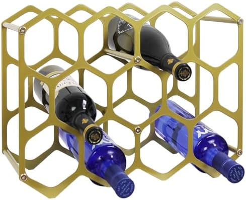 AT-VALY 14 Bottle Countertop Wine Rack Gold