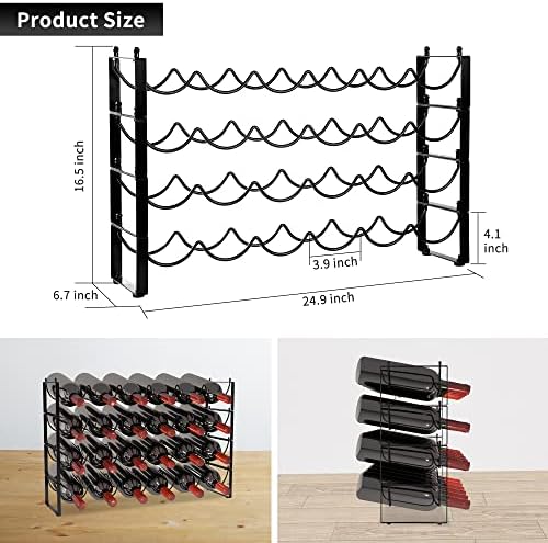 TONLEA 4-Tier Wine Rack - 3-in-1 Stackable Storage