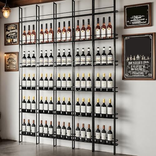 RAJYQODIS 6-Tier Wall-Mounted Wine Rack Black Industrial Style