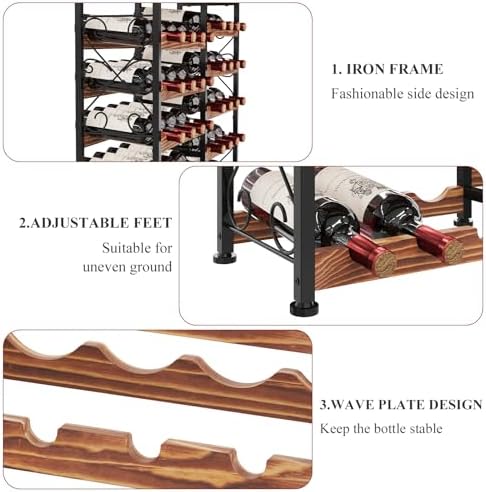 Sonyabecca 48 Bottle Freestanding Wine Rack with Solid Wood Top
