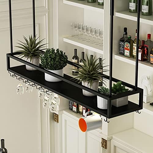 Black Wine Rack with Glass Holder 2-in-1 Stemware Bottle Storage
