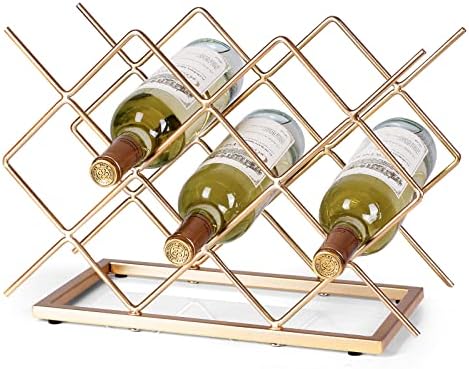 Drincarier Modern Gold Wine Rack 10 Bottle Countertop Stand