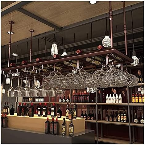 Sturdy Metal Ceiling Wine Rack with Glass Holder