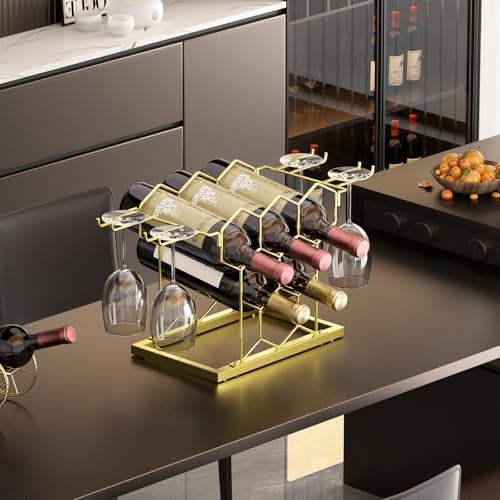 Modern Black Metal 8 Bottle Countertop Wine Rack