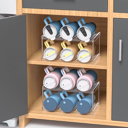 IEEK Plastic Stackable Bottle Storage Rack with 2 Tiers and 3 Bottles