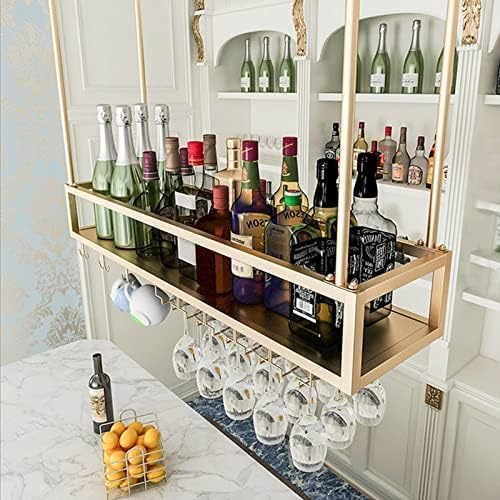 Suuim Ceiling Wine Rack Metal Gold Storage Holder
