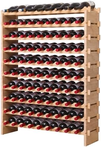 FDHUIJIA 90 Bottle Bamboo Wine Rack Cabinet