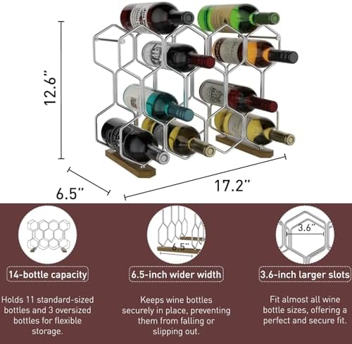 Buruis 14-Bottle Wine Rack with Chrome Base