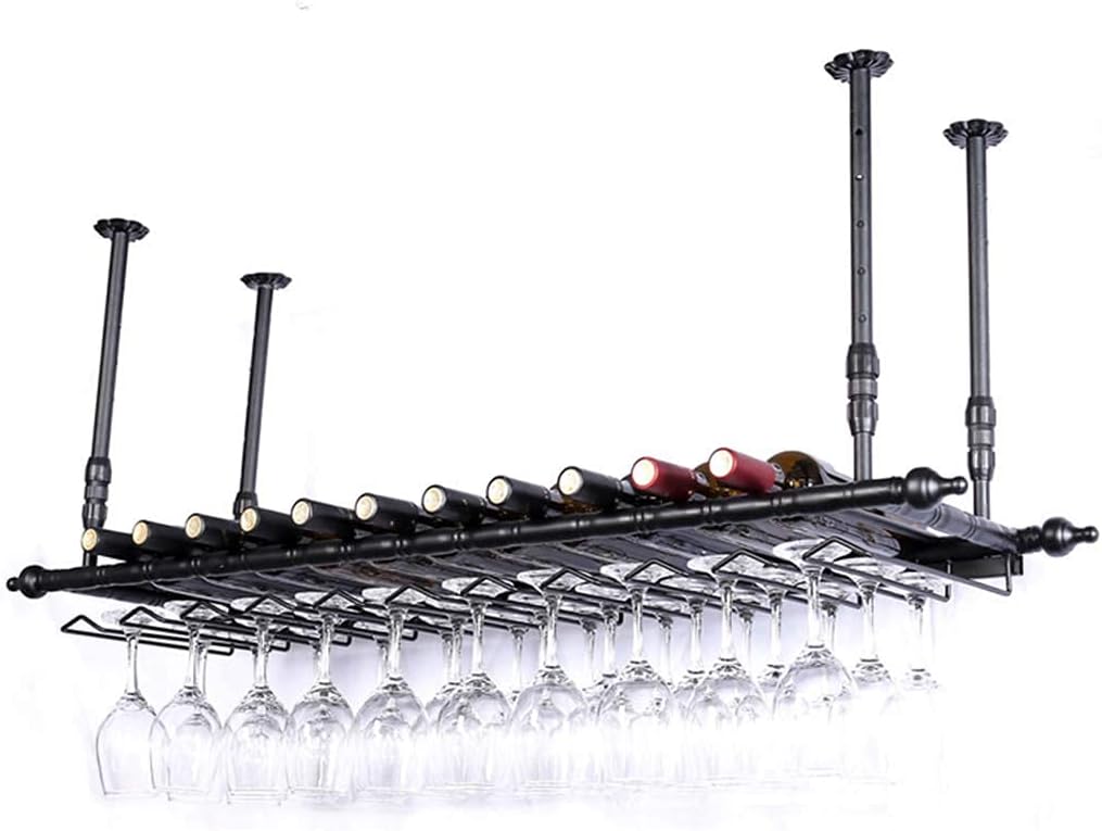 Adjustable Wall-Mounted Wine Rack with Glass Holder