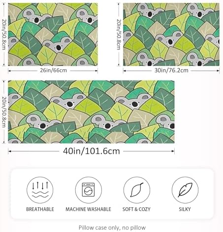 TSENQUE Cartoon Koala Bear Leaf Sateen Pillowcase 1